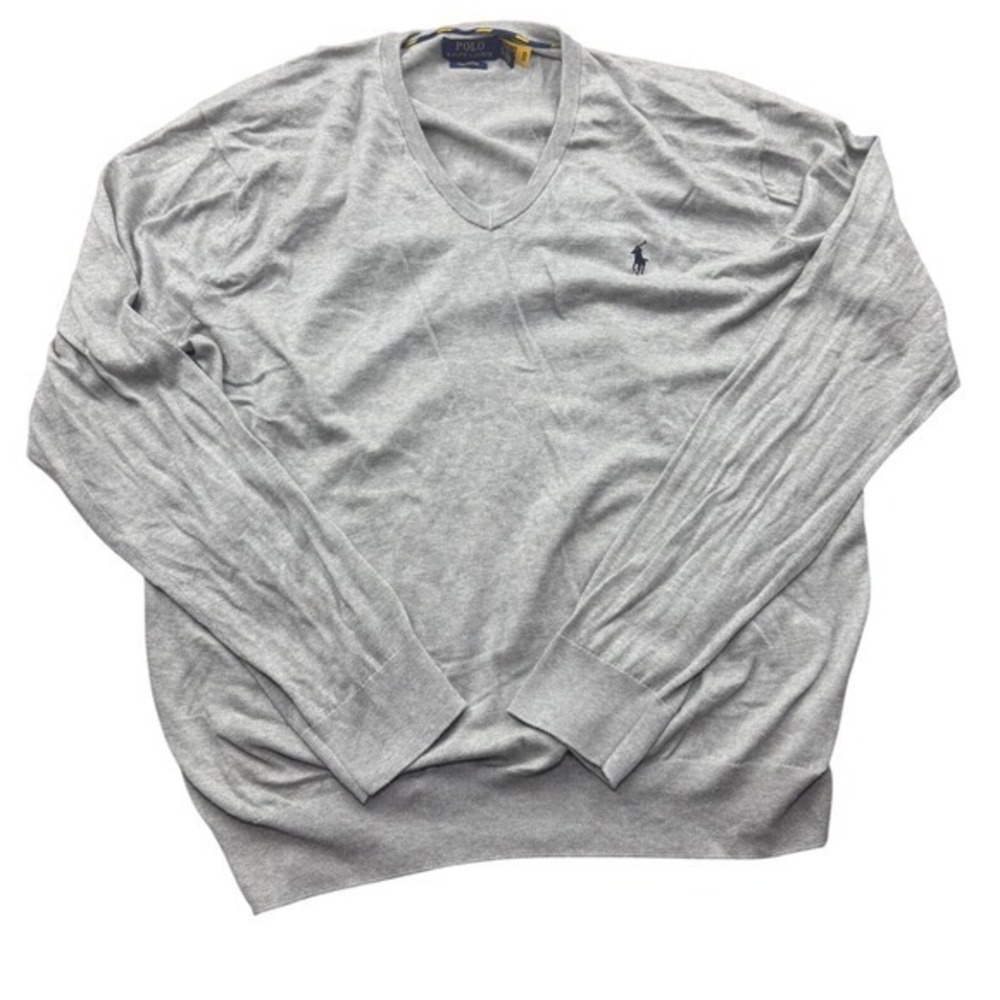 Polo Ralph Lauren Pima Cotton‎ V-Neck Sweater Classic Fit Gray XL